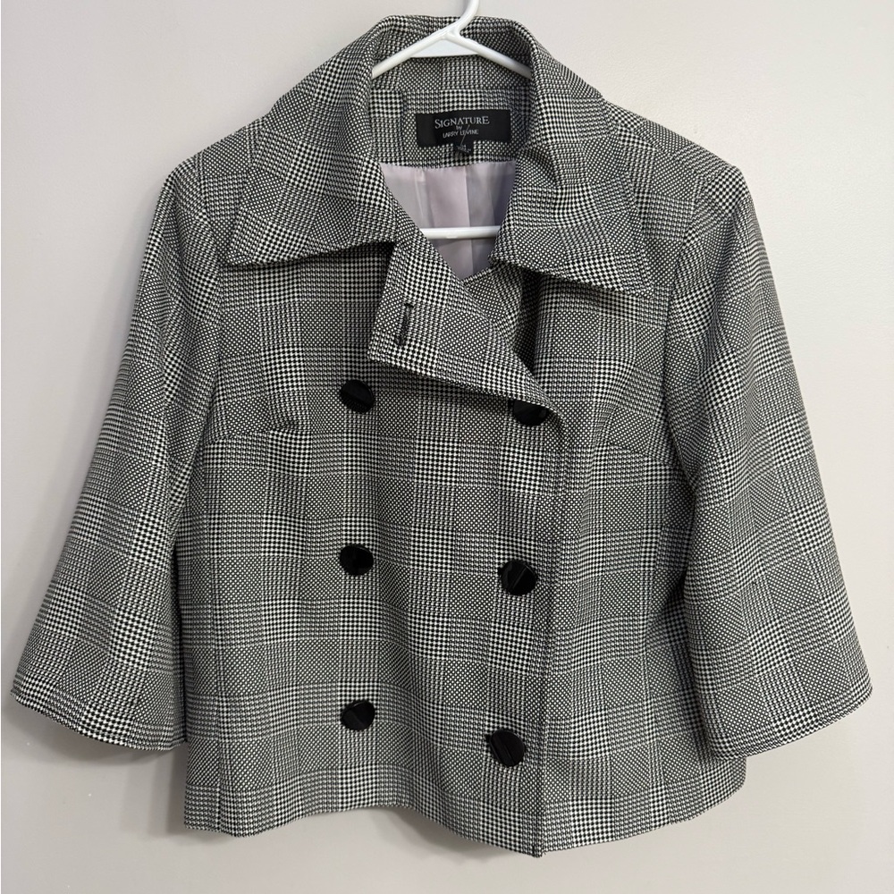 Larry Levine Buffalo Plaid Double-Breasted Peacoat NWOT
